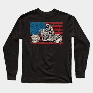 Dirt Bike American Flag Motocross Biker 4th of July Long Sleeve T-Shirt